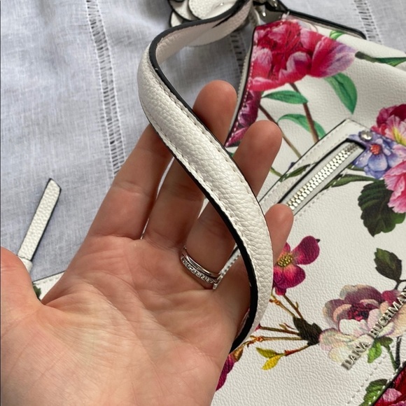 Dana Buchman Pink and White Floral Shoulder Bag with Silver Accents - Picture 13 of 13